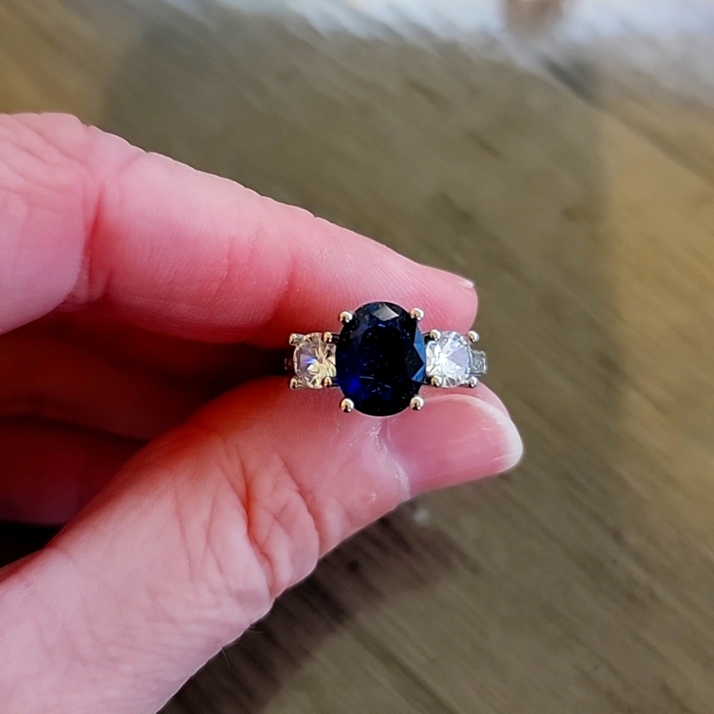 Faux Blue Diamond Ring
